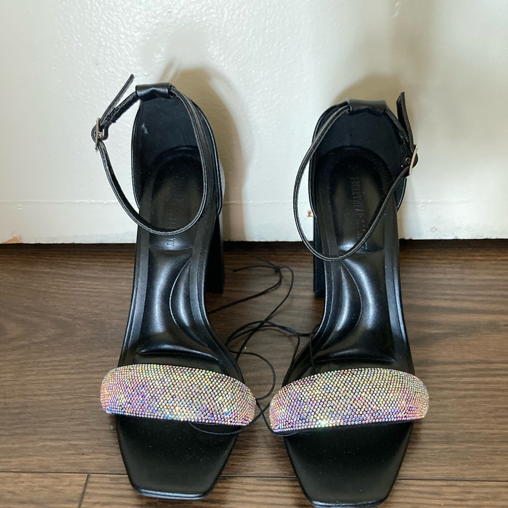 *BRAND NEW* Streetwear Society Elegant Black and Multicolor Rhinestones 6 Heels